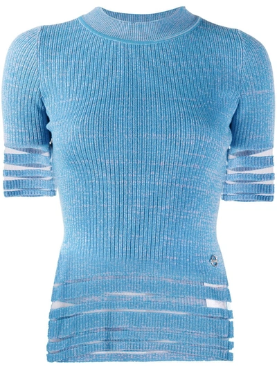 Emilio Pucci Striped Knitted Top In Blue
