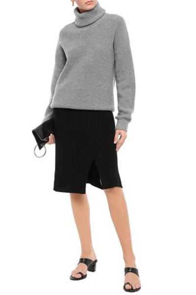 Atm Anthony Thomas Melillo Asymmetric Ribbed Merino Wool Skirt In Black