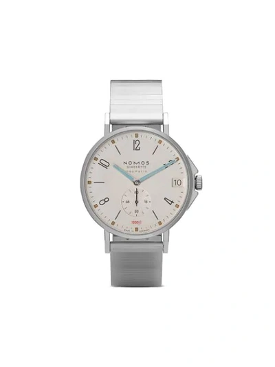 Nomos Tangente Sport Neomatic Automatic Galvanized Dial Watch 580 In White, Silver-plated