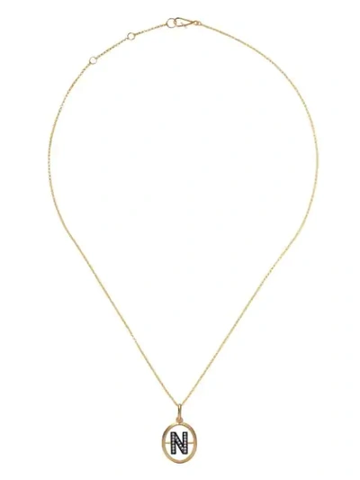 Annoushka 14kt And 18kt Yellow Gold N Diamond Initial Pendant Necklace In 18ct Yellow Gold