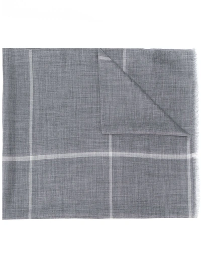 N•peal Checked Print Scarf In Grey