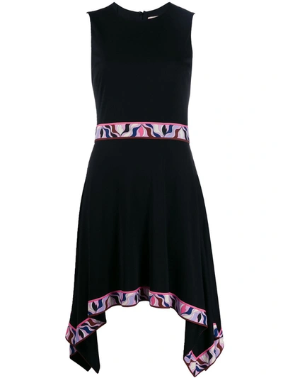 Emilio Pucci Asymmetric Contrast Hem Dress In Black