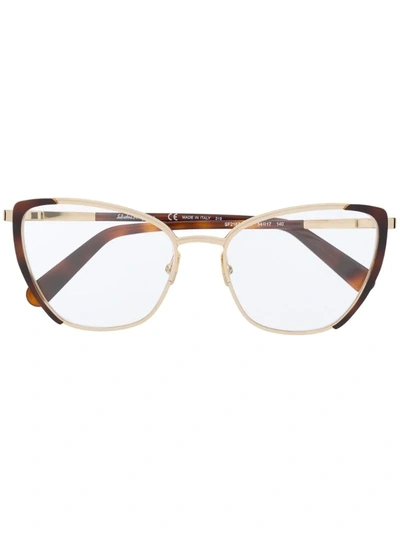 Ferragamo Cat-eye Frame Glasses In Gold