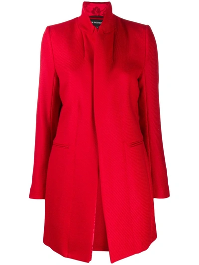 Ann Demeulemeester Fitted Ribbed Knit Coat In Red