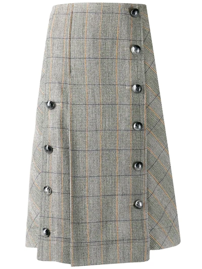 Chloé Button-front Check Skirt In Grey