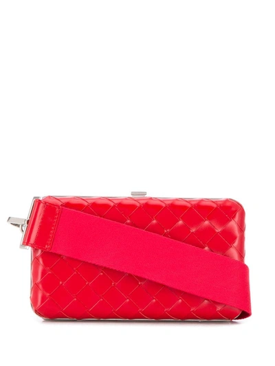 Bottega Veneta Red Spazzolato Intrecciato Weave Crossbody Bag