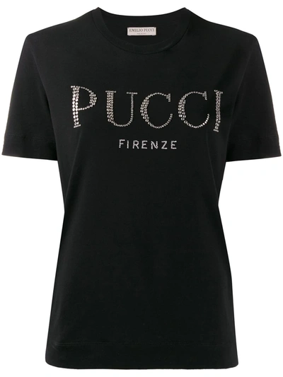 Emilio Pucci Embellished Logo T-shirt In Black
