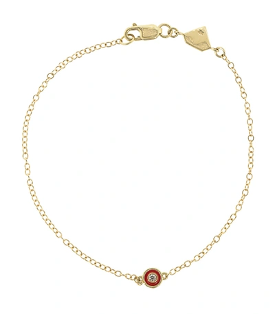 Alison Lou Red Enamel And Diamond Bracelet In Ylwgold
