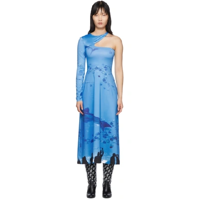 Saks Potts Ssense Exclusive Blue Asymmetric Dress In Ocean