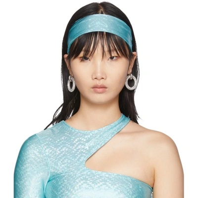 Saks Potts Ssense Exclusive Blue Stretch Headband In Shimmeraqua