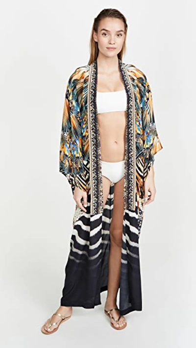 Camilla Mixed Print Silk Kimono Cover-up In Lost Paradise