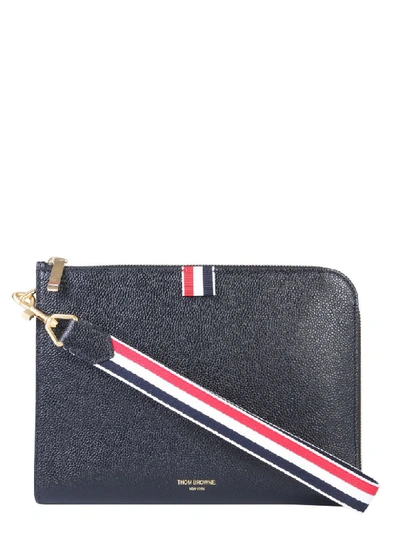 Thom Browne Leather Pouch In Nero