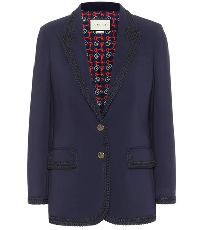 Gucci Rope-trim Cady Blazer Jacket In Blue