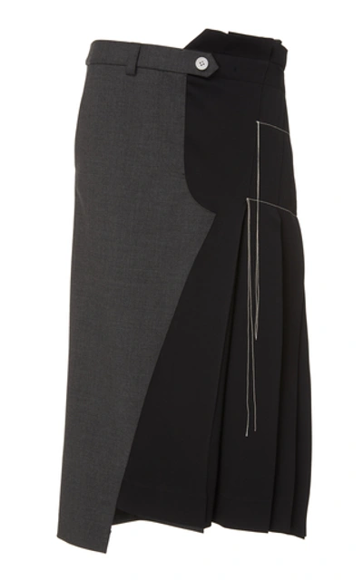 Monse Half Trouser Pleated Wool-blend Skirt In Black