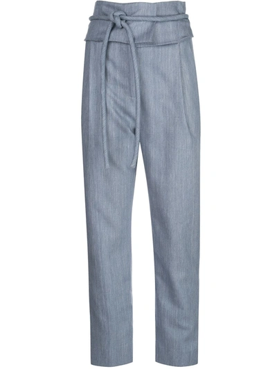 Rosie Assoulin Obi Tied Straight-leg Silk Pants In Shore Blue