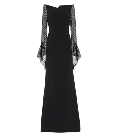 Roland Mouret Women's Hafran Sheer-sleeve Gown Trumpet Gown In Black