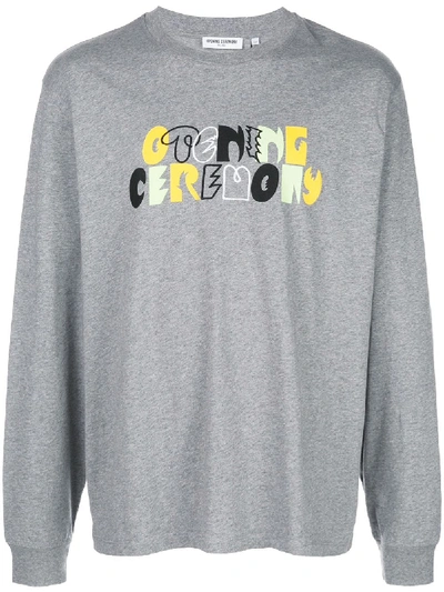 Opening Ceremony Long-sleeved Logo Print T-shirt In Grey