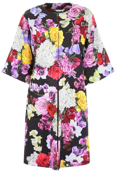 Dolce & Gabbana Dolce& Gabbana Floral Printed Tent Coat In Multi