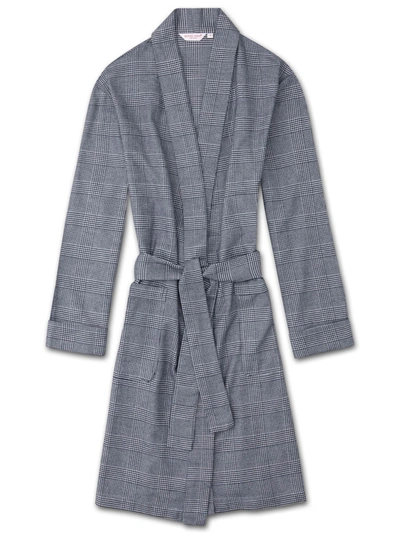 Derek Rose Women's Dressing Gown Kelburn 10 Brushed Cotton Check Navy