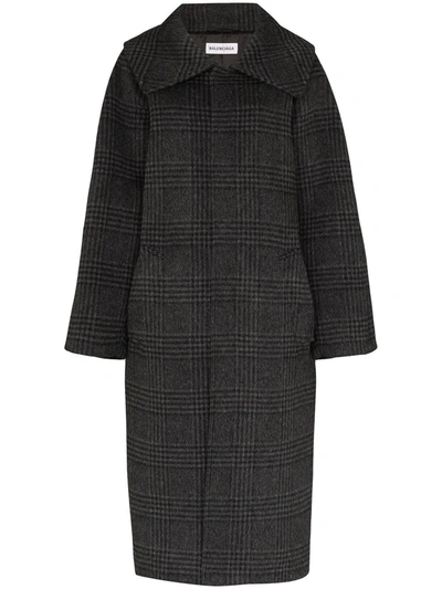 Balenciaga Check Print Coat In Grey