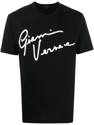 Versace Gv印花纯棉t恤 In Black,white
