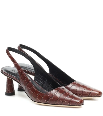 By Far Diana Slingback Leather Pumps In Brown