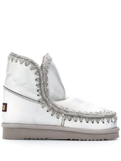 Mou Eskimo Metallic Ankle Boots In Silver