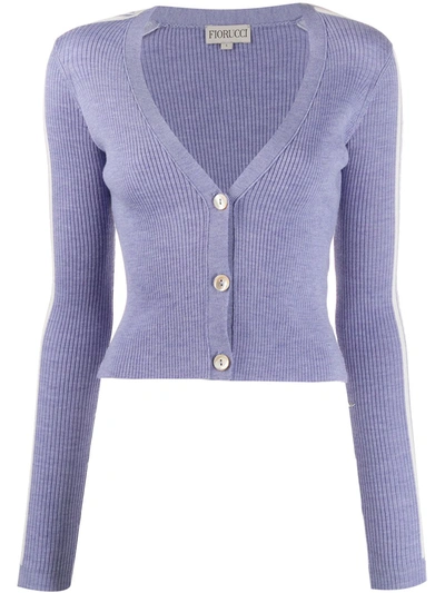 Fiorucci Long-sleeve Fitted Cardigan In Purple