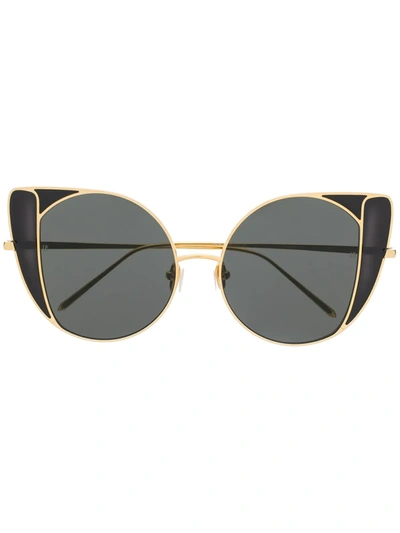Linda Farrow Oversized-frame Sunglasses In Gold