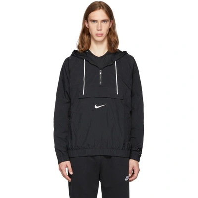 Nike Black Swoosh Pullover Jacket In 010blkwht