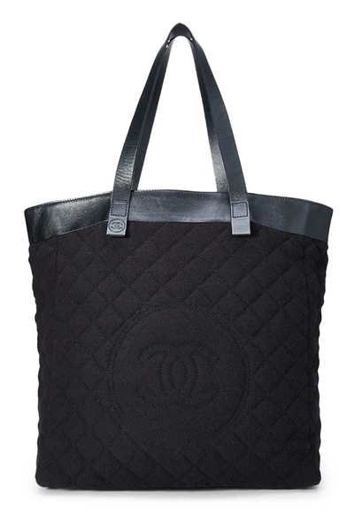 Pre-owned Chanel Black Terry Cloth Tote Large