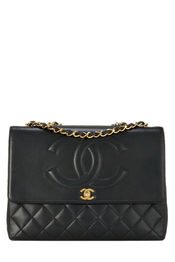 Pre-owned Chanel Black Quilted Lambskin 'cc' Flap Maxi | ModeSens