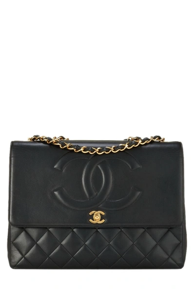 Pre-owned Chanel Black Quilted Lambskin 'cc' Flap Maxi