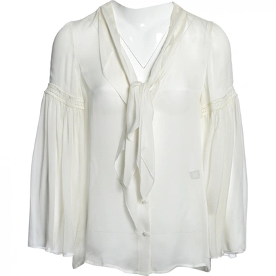 Pre-owned Roberto Cavalli Silk Blouse In White