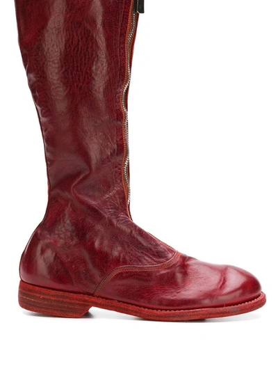 Guidi Front Zip Army Boots In T Red