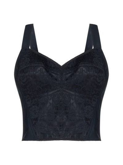 Dolce & Gabbana Lace-trimmed Jacquard Bustier In Black