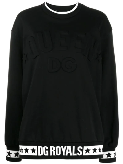 Dolce & Gabbana Jacquard-trimmed French Cotton-blend Terry Sweatshirt In Nero
