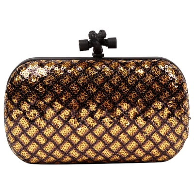 Pre-owned Bottega Veneta Pochette Knot Gold Glitter Clutch Bag