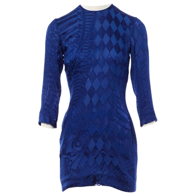 Pre-owned Balmain Silk Mini Dress In Blue