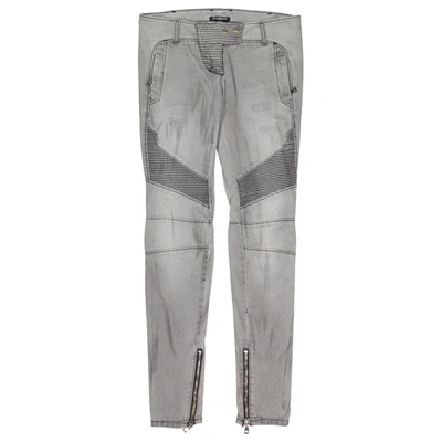 Pre-owned Balmain Slim Jeans In Grey