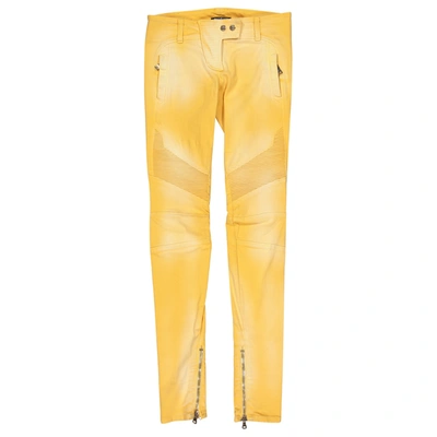 Pre-owned Balmain Slim Jeans In Yellow