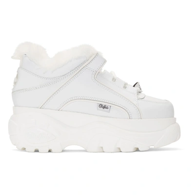 Junya Watanabe + Buffalo London Faux Fur-lined Leather Platform Trainers In White