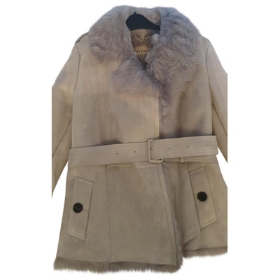 Pre-owned Burberry Beige Shearling Coat