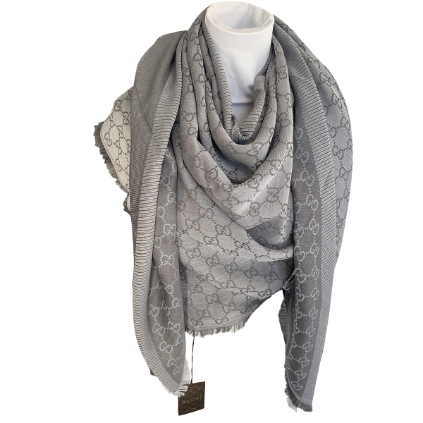 Preowned Gucci Grey Wool Scarf ModeSens
