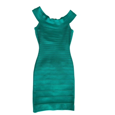 Pre-owned Herve Leger Green Dress