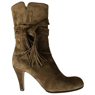 Pre-owned Chloé Ankle Boots In Khaki