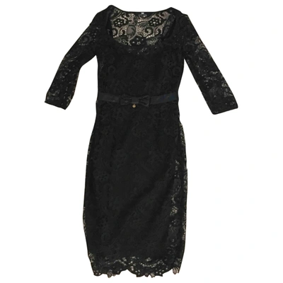 Pre-owned Elisabetta Franchi Lace Mid-length Dress In Black