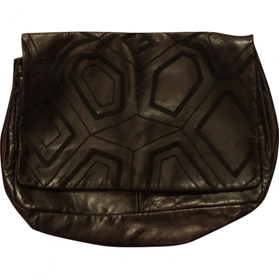 Pre-owned Prada Leather Clutch Bag In Black