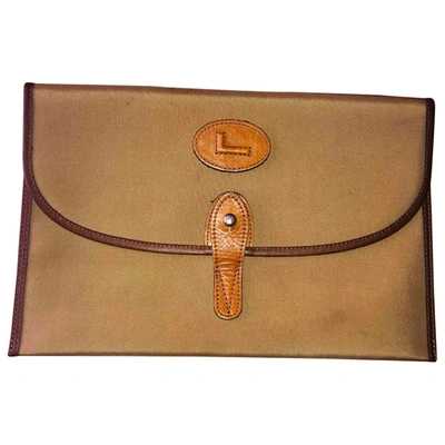 Pre-owned Lancel Cloth Clutch Bag In Camel