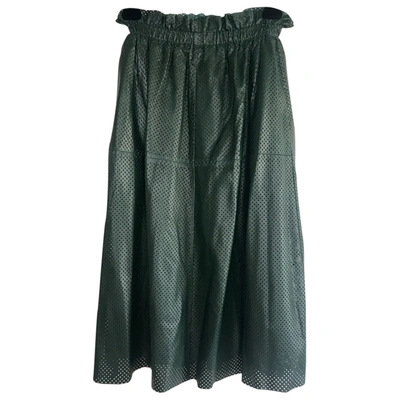 Pre-owned By Malene Birger Leather Mid-length Skirt In Green